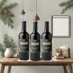 Midnight Gold Champagne Dreams Bubbly New Year Fun Wine Label