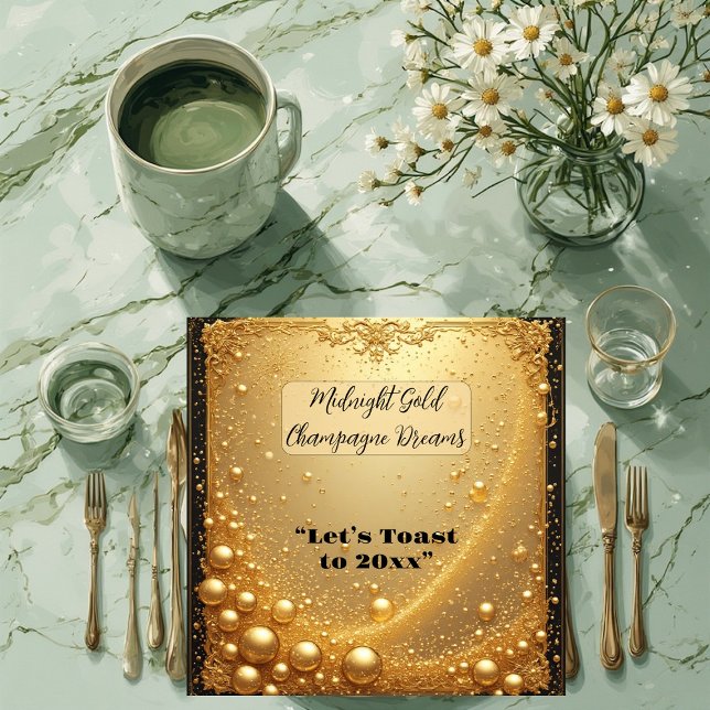 Midnight Gold Faux Champagne Dream Bubbly New Year Napkin (Midnight Gold Faux Champagne Dream Bubbly New Year Napkins)