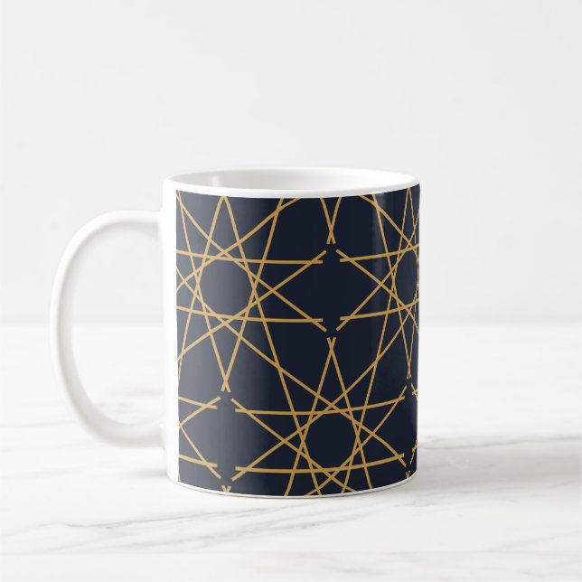 Midnight Gold Geometry Coffee Mug (Left)