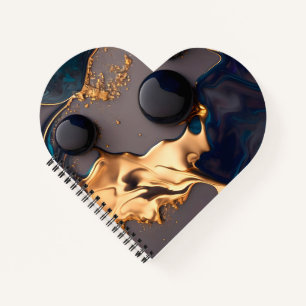 Midnight Gold Liquid Marble Notebook