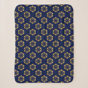 Midnight Gold: Luxe Geometric Pattern on Deep Blue Sherpa Blanket