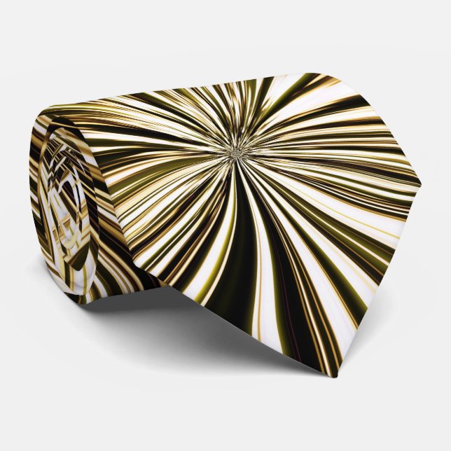 Midnight Gold Marble Geometric Pattern Tie (Rolled)