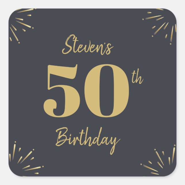 Midnight Gold Milestone Square Sticker (Front)