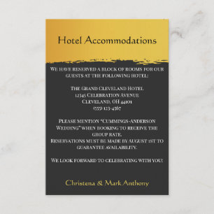 Midnight Gold Wedding Hotel Accommodations Enclosure Card