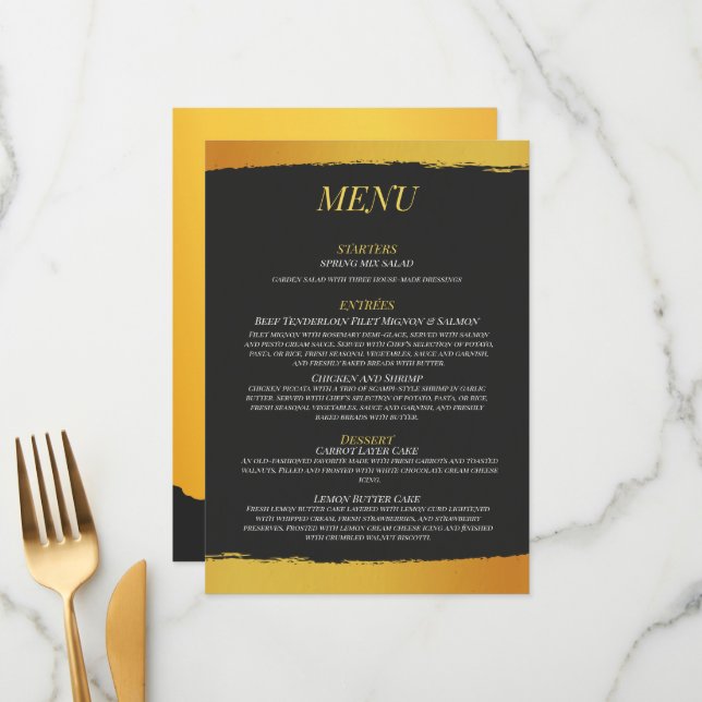 Midnight Gold Wedding Menu (Front/Back In Situ)