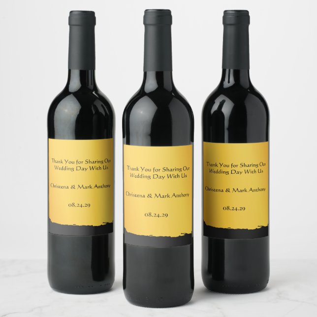 Midnight Gold Wedding  Wine Label (Bottles)