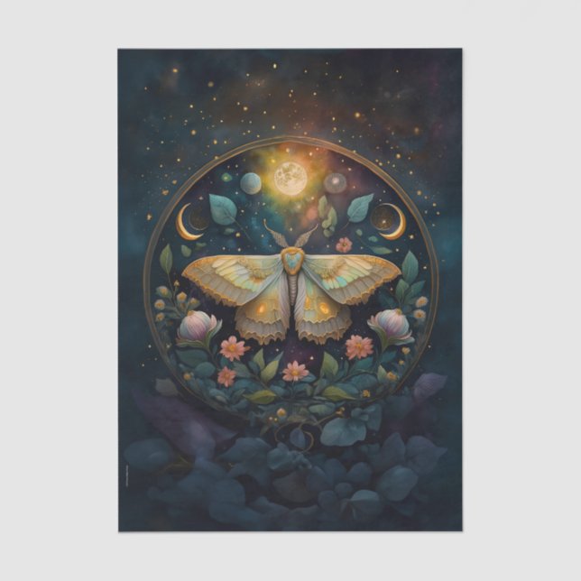 Midnight Gossamer Wings, Moth & Moon Tissue Paper (Front)