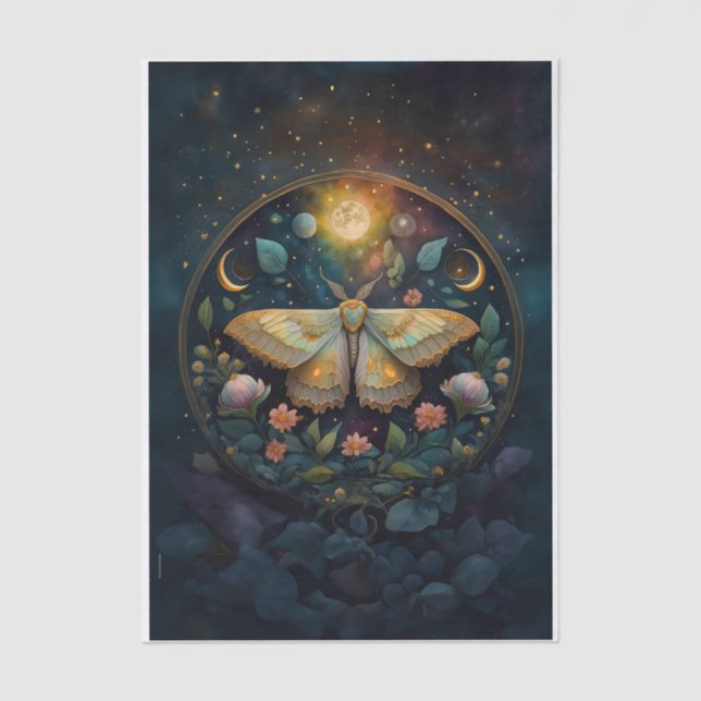 Midnight Gossamer Wings, Moth & Moon Tissue Paper (Front)