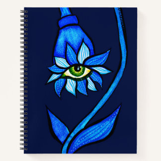 Midnight Gothic Eye Flower - Dark Blue Botanical Notebook