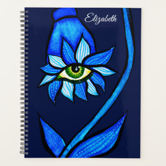 Midnight Gothic Eye Flower - Dark Blue Botanical Planner
