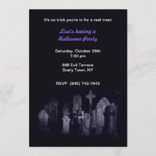 Midnight Graveyard Halloween Party Invitations