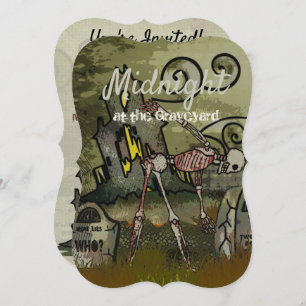 Midnight Graveyard Whimsical HALLOWEEN PARTY Invitation