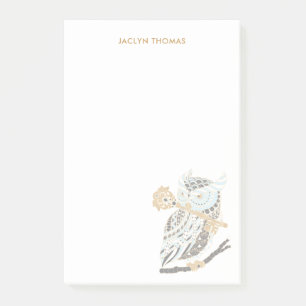 Midnight Great Horned Owl Personalised Post-it Notes