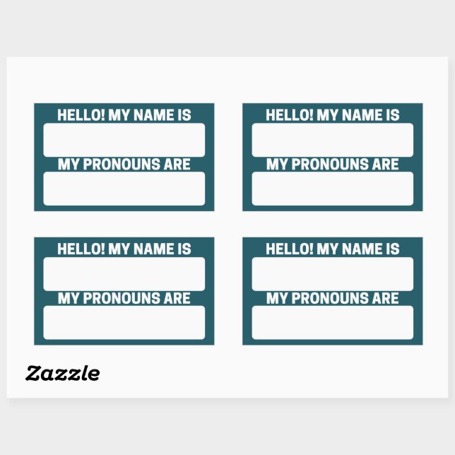 Midnight Green Eagle Name & Pronoun Labels (Sheet)