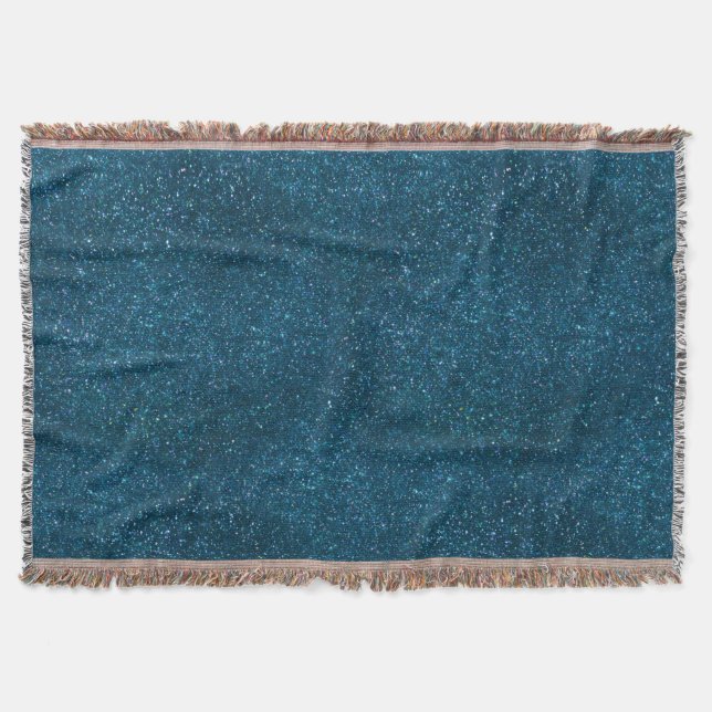 Midnight Green Glitter Throw Blanket (Front)