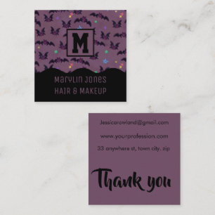 MIDNIGHT HALLOWEEN BATS  SQUARE BUSINESS CARD