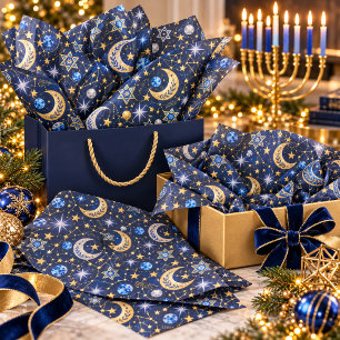 Midnight Hanukkah Celestial Stars & Moons  Tissue Paper