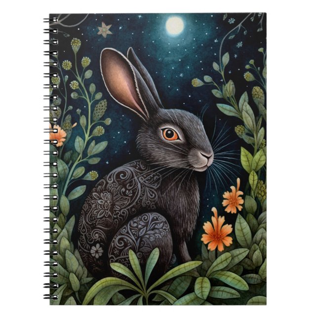 Midnight Hare Spiral Photo Notebook (Front)