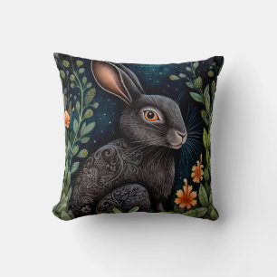 Midnight Hare Throw Pillow