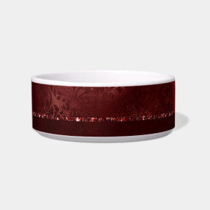 Midnight Henna Romance Red Satiny Grunge Damask Bowl
