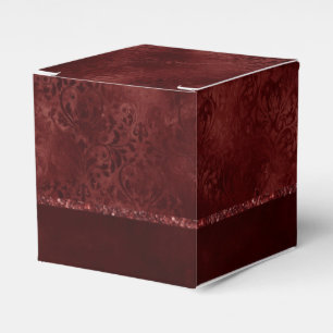 Midnight Henna Romance Red Satiny Grunge Damask Favour Box