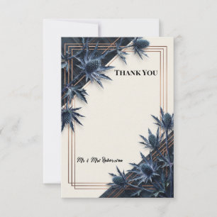 Midnight Highland Tartan and Sculptural Sea Holly Thank You Card