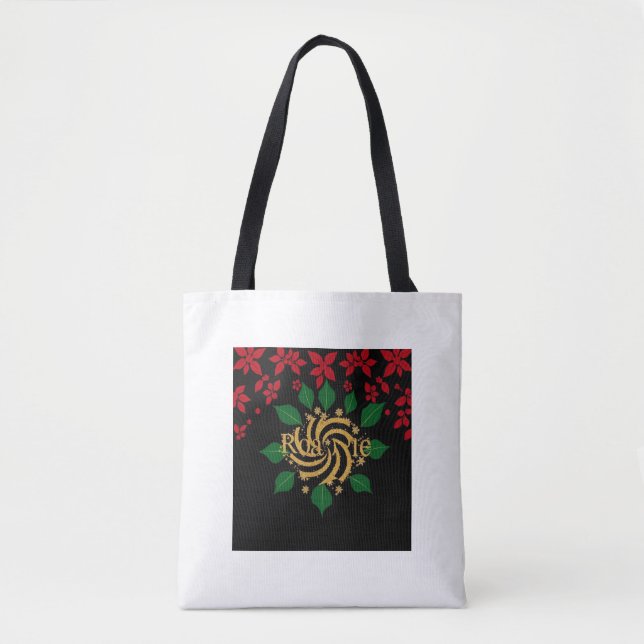 Midnight Holly Splendour Tote Bag (Front)