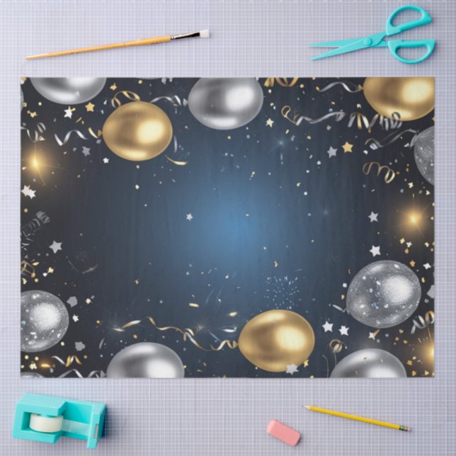 Midnight in Gold and Silver Tissue Paper (Craft)