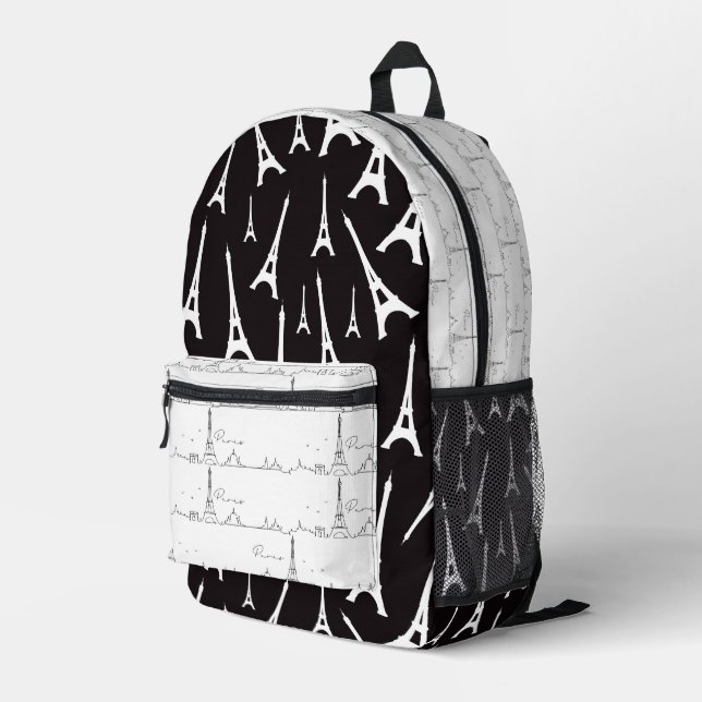 Midnight in Paris Eiffel Tower Printed Backpack (Back Corner Right)