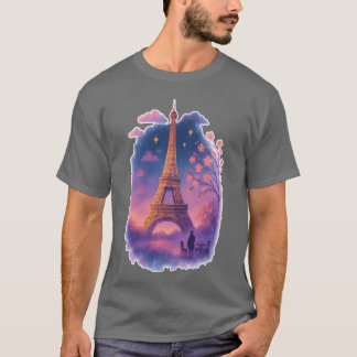 Midnight in Paris Eiffelower Dreamscape girl T-Shirt