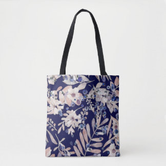 Midnight Indigo Eucalyptus & Blueberry Botanical Tote Bag