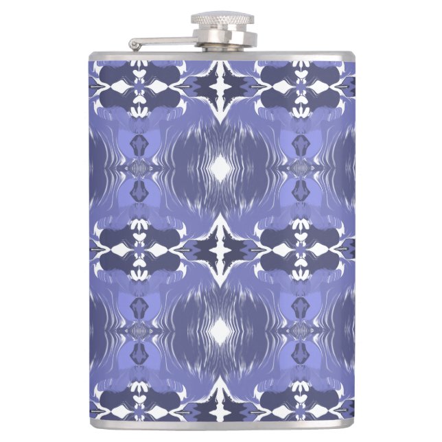 Midnight Indigo Kaleidoscope  Hip Flask (Front)