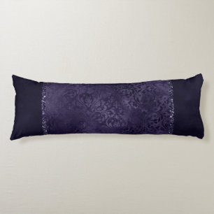 Midnight Indigo Romance   Satiny Grunge Damask Body Cushion