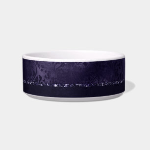 Midnight Indigo Romance   Satiny Grunge Damask Bowl