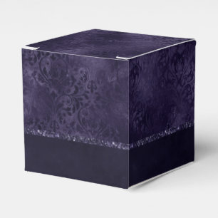 Midnight Indigo Romance Satiny Grunge Damask Favour Box