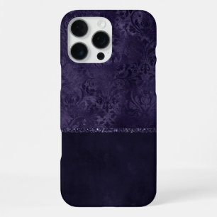 Midnight Indigo Romance Satiny Grunge Damask iPhone 16 Pro Max Case