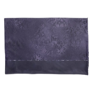 Midnight Indigo Romance   Satiny Grunge Damask Pillowcase