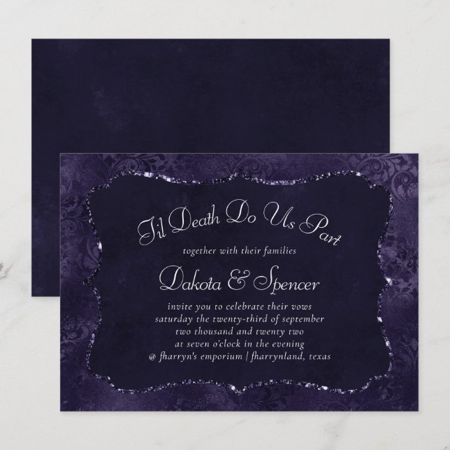 Midnight Indigo Romance | Satiny Grunge Wedding Invitation (Front/Back)