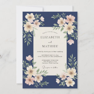 Midnight Ivory Petal Wedding Invitation