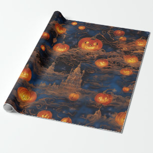 Midnight Jack-O'-Lantern Ball Wrapping Paper