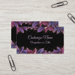 Midnight Jewel Leaf Elegance Purple Blue Foliage Business Card
