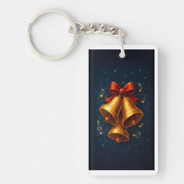 Midnight Jingle: Holiday Keychain with Golden Glow (Front)