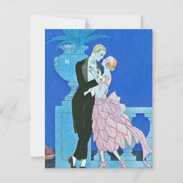 Midnight Kiss Art Deco Invitations (Front)