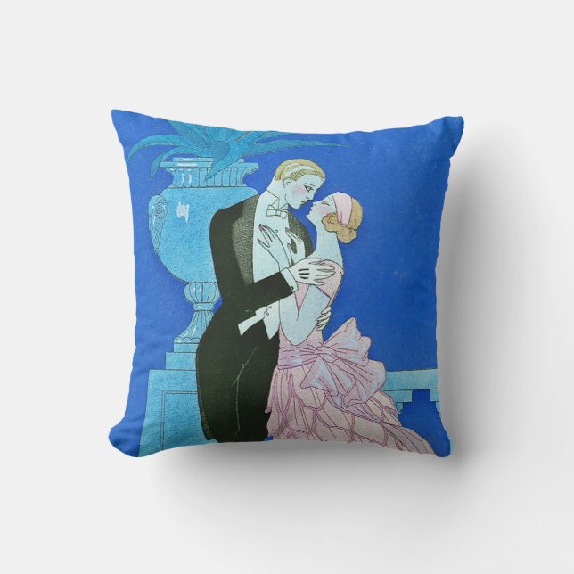 Midnight Kiss Art Deco Throw Pillow (Front)