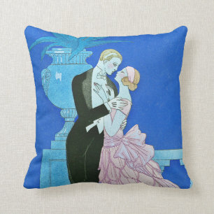 Midnight Kiss Art Deco Throw Pillow