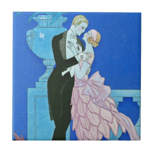 Midnight Kiss Art Deco Tile