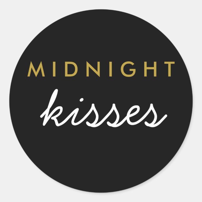 Midnight Kisses Wedding Party Sticker Black Gold (Front)