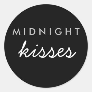 Midnight Kisses Wedding Party Sticker Black Silver