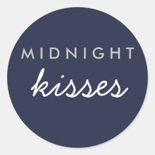 Midnight Kisses Wedding Party Sticker Navy Silver