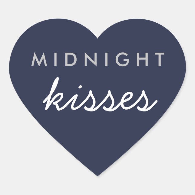 Midnight Kisses Wedding Party Sticker Navy Silver (Front)